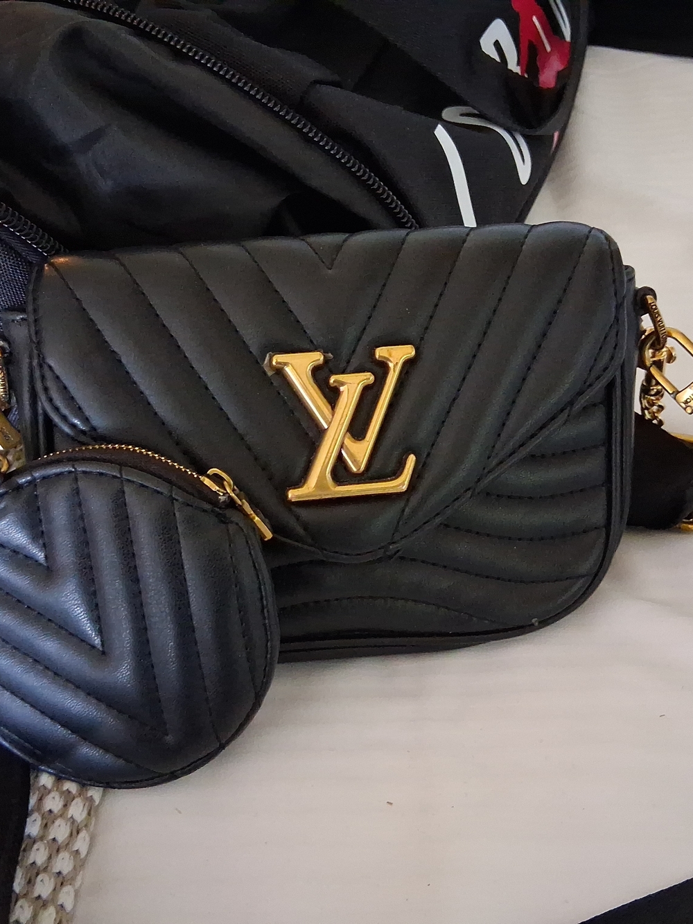 Louis Vuitton Black Quilted Leather Crossbody Bag with Coin Pouch